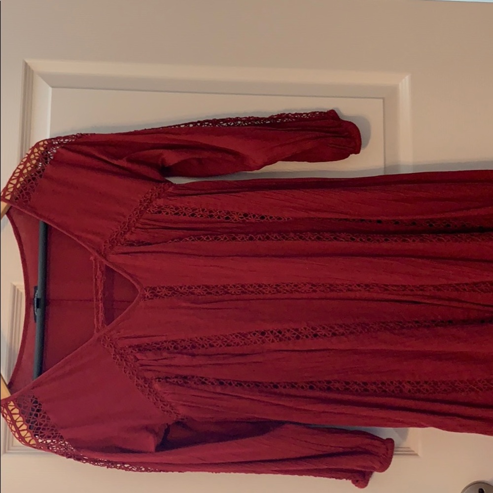 Maroon flowy dress from American eagle